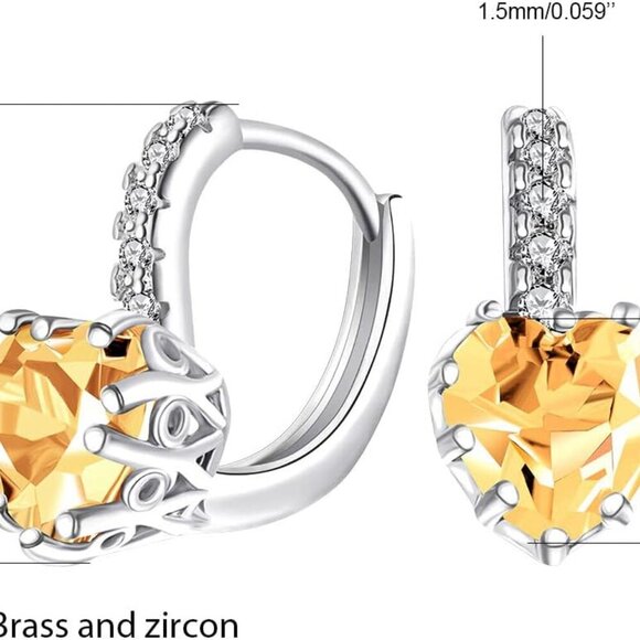 Rose Gold Plated Dangle Heart Earrings with Cubic Zirconia - Picture 7 of 8